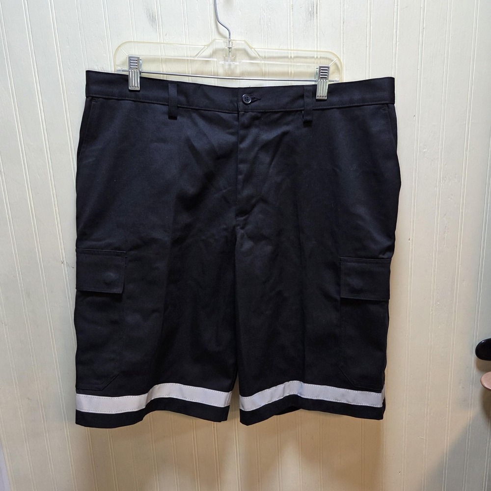 Edwards Shorts Mens 36 Black Cargo Poly Cotton Reflective Workwear 11 Inseam